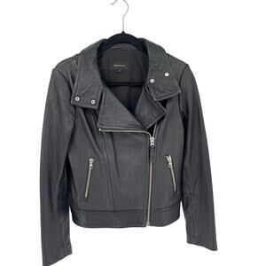 Mackage Black Lisa Pebbled Lambskin Leather Moto Biker Motorcycle Jacket Small